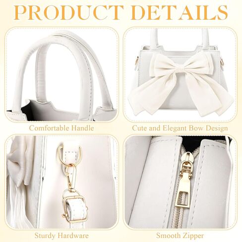 Abbylike Cute Purses for Women Leather Crossbody Handbags with Bow Charm, Adjustable Shoulder Strap and Top Carry Handle in Saudi Arabia