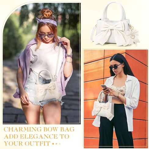 Abbylike Cute Purses for Women Leather Crossbody Handbags with Bow Charm, Adjustable Shoulder Strap and Top Carry Handle in Saudi Arabia