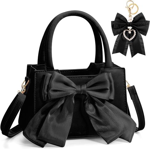Abbylike Cute Purses for Women Leather Crossbody Handbags with Bow Charm, Adjustable Shoulder Strap and Top Carry Handle in Saudi Arabia