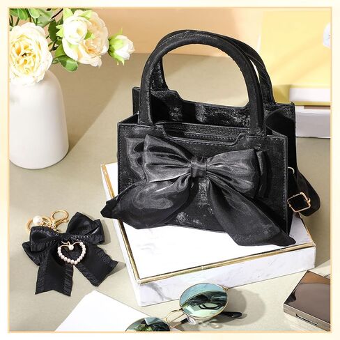 Abbylike Cute Purses for Women Leather Crossbody Handbags with Bow Charm, Adjustable Shoulder Strap and Top Carry Handle in Saudi Arabia