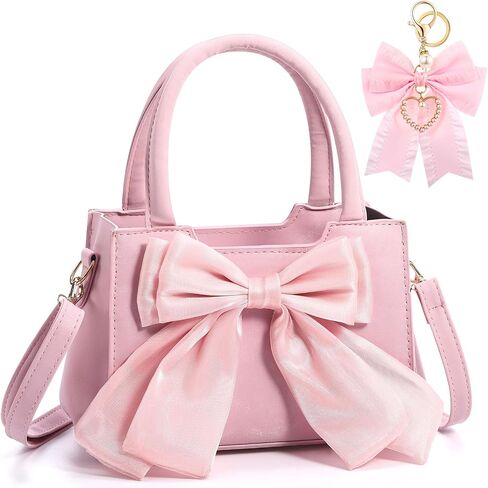 Abbylike Cute Purses for Women Leather Crossbody Handbags with Bow Charm, Adjustable Shoulder Strap and Top Carry Handle in Saudi Arabia