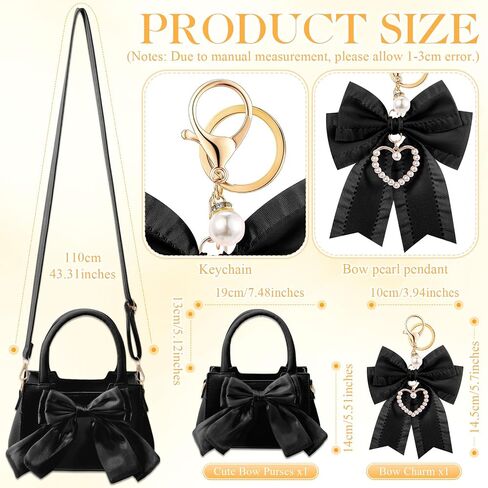 Abbylike Cute Purses for Women Leather Crossbody Handbags with Bow Charm, Adjustable Shoulder Strap and Top Carry Handle in Saudi Arabia