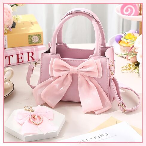 Abbylike Cute Purses for Women Leather Crossbody Handbags with Bow Charm, Adjustable Shoulder Strap and Top Carry Handle in Saudi Arabia