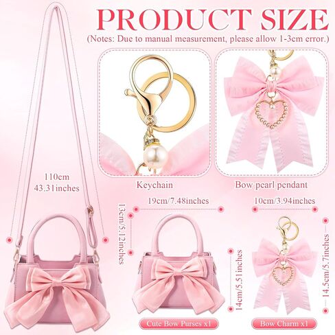Abbylike Cute Purses for Women Leather Crossbody Handbags with Bow Charm, Adjustable Shoulder Strap and Top Carry Handle in Saudi Arabia