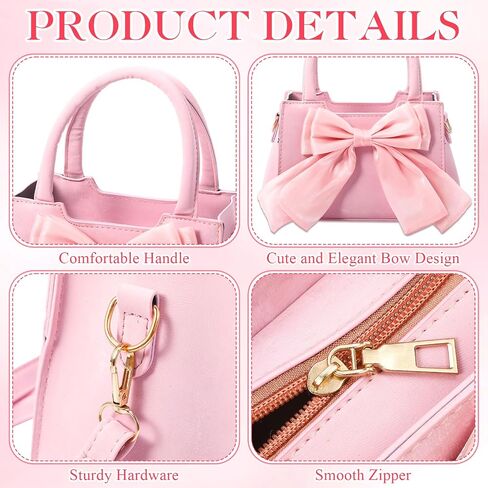 Abbylike Cute Purses for Women Leather Crossbody Handbags with Bow Charm, Adjustable Shoulder Strap and Top Carry Handle in Saudi Arabia