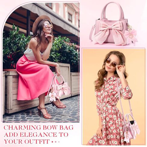Abbylike Cute Purses for Women Leather Crossbody Handbags with Bow Charm, Adjustable Shoulder Strap and Top Carry Handle in Saudi Arabia