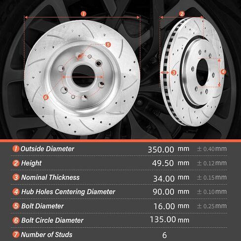 SUNROAD 13.78 in Front Brake Rotors and Pads Replacement for Ford F150 2010 2011 2012 2013 2014 2015 2016 2017 2018 2019 2020 2021 Drilled&Slotted Brake Kit Compatible with Lincoln Navigator 2010-2021 in Saudi Arabia