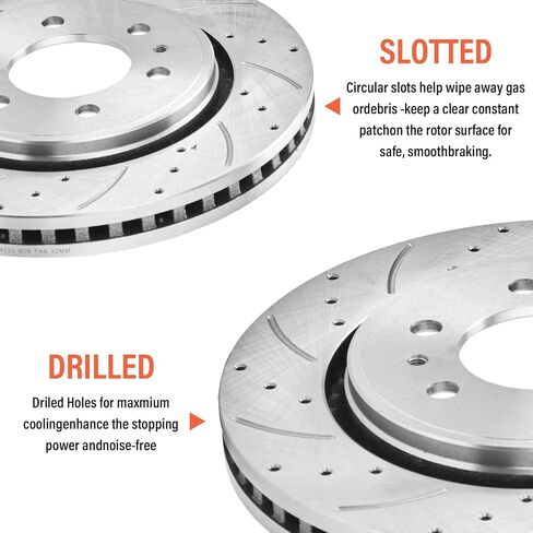 SUNROAD 13.78 in Front Brake Rotors and Pads Replacement for Ford F150 2010 2011 2012 2013 2014 2015 2016 2017 2018 2019 2020 2021 Drilled&Slotted Brake Kit Compatible with Lincoln Navigator 2010-2021 in Saudi Arabia