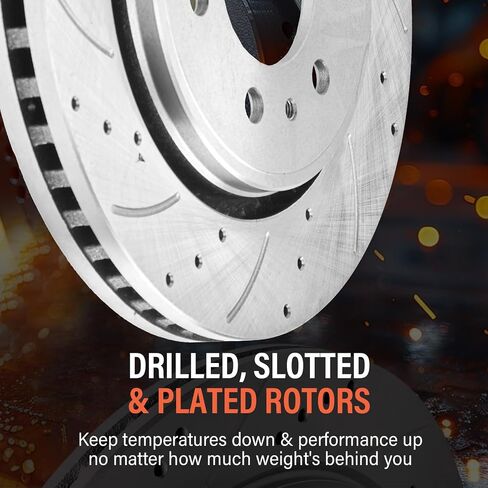 SUNROAD 13.78 in Front Brake Rotors and Pads Replacement for Ford F150 2010 2011 2012 2013 2014 2015 2016 2017 2018 2019 2020 2021 Drilled&Slotted Brake Kit Compatible with Lincoln Navigator 2010-2021 in Saudi Arabia