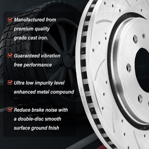SUNROAD 13.78 in Front Brake Rotors and Pads Replacement for Ford F150 2010 2011 2012 2013 2014 2015 2016 2017 2018 2019 2020 2021 Drilled&Slotted Brake Kit Compatible with Lincoln Navigator 2010-2021 in Saudi Arabia