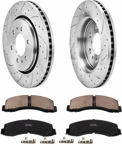 SUNROAD 13.78 in Front Brake Rotors and Pads Replacement for Ford F150 2010 2011 2012 2013 2014 2015 2016 2017 2018 2019 2020 2021 Drilled&Slotted Brake Kit Compatible with Lincoln Navigator 2010-2021 in Saudi Arabia