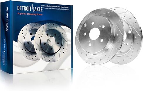 Detroit Axle - 8pc مجموعة الفرامل لتويوتا 2018-2021 كامري حفرها ودوارات فرامل القرص المنقولة منصات الفرامل السيراميك 2019 2020 استبدال: 12.01 "بوصة الأمامية و 11.06" بوصة الخلفية الدوارات الخلفية بوصة in Saudi Arabia