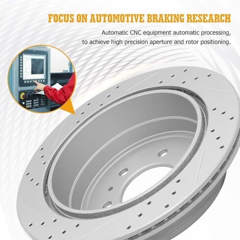 Disc Brake Kits with Pads and Rotors Front & Rear Drilled Slotted Vented Rotor for 2010-2011 Ford F-150 6 Lug Models Only in Kuwait