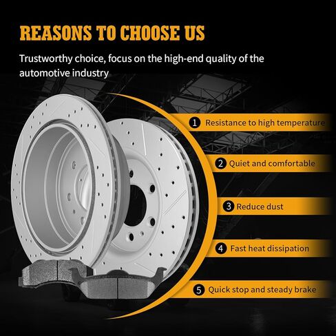 Disc Brake Kits with Pads and Rotors Front & Rear Drilled Slotted Vented Rotor for 2010-2011 Ford F-150 6 Lug Models Only in Kuwait