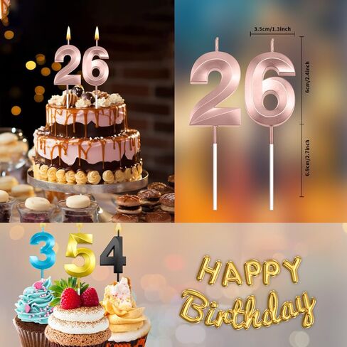26th Birthday Candles Black Birthday Candles 26th Birthday Cake Topper Happy 26 Birthday Decorations Black Candles for Cake Dirty 26 Birthday Decorations for Her 26 Birthday Party Favors in Kuwait
