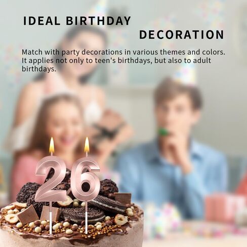 26th Birthday Candles Black Birthday Candles 26th Birthday Cake Topper Happy 26 Birthday Decorations Black Candles for Cake Dirty 26 Birthday Decorations for Her 26 Birthday Party Favors in Kuwait