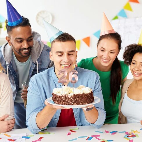 26th Birthday Candles Black Birthday Candles 26th Birthday Cake Topper Happy 26 Birthday Decorations Black Candles for Cake Dirty 26 Birthday Decorations for Her 26 Birthday Party Favors in Kuwait