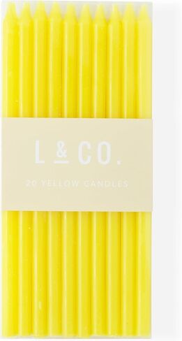 20 Count Tall Skinny Yellow Solid Birthday Cake Candles for Birthday Wedding Party Cakes Decorations in Kuwait