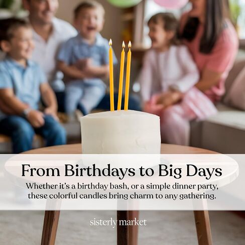 20 Count Tall Skinny Yellow Solid Birthday Cake Candles for Birthday Wedding Party Cakes Decorations in Kuwait