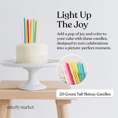 20 Count Tall Skinny Yellow Solid Birthday Cake Candles for Birthday Wedding Party Cakes Decorations in Kuwait