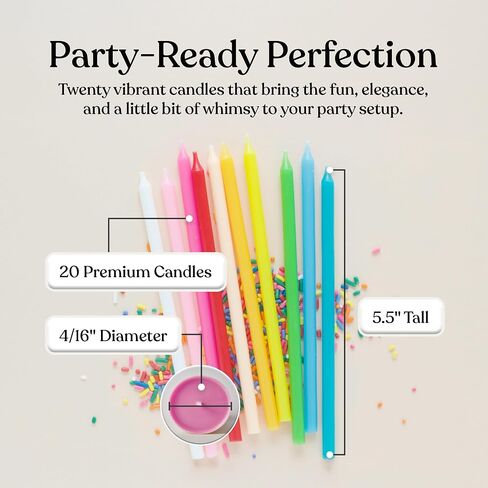 20 Count Tall Skinny Yellow Solid Birthday Cake Candles for Birthday Wedding Party Cakes Decorations in Kuwait
