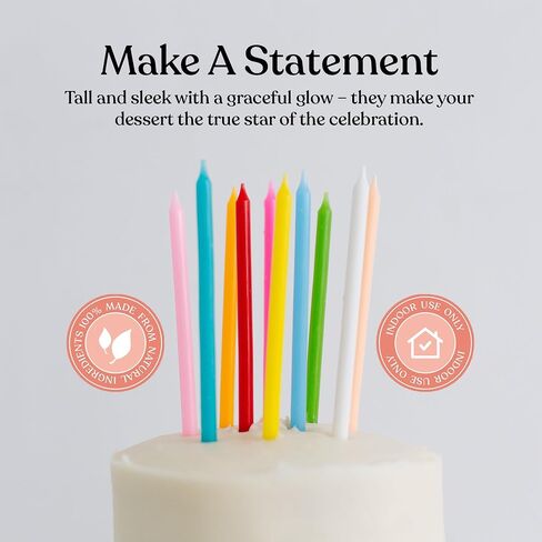 20 Count Tall Skinny Yellow Solid Birthday Cake Candles for Birthday Wedding Party Cakes Decorations in Kuwait