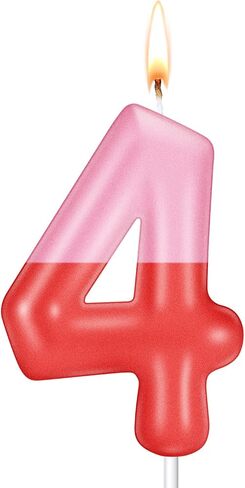 Pink Pig Candles Number Candle Birthday Cake Decorations Cake Cupcake Topper for Boy and Girl Birthday Decoration(Pink Red Number 3) in Saudi Arabia