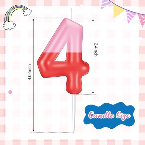 Pink Pig Candles Number Candle Birthday Cake Decorations Cake Cupcake Topper for Boy and Girl Birthday Decoration(Pink Red Number 3) in Saudi Arabia