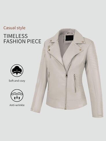 Bellivera Women Faux Leather Casual Jacket, Fall and Spring Fashion Motorcycle Bike Coat in Kuwait