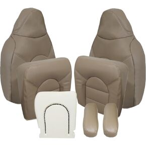 FZJDSD Tan Leather Driver & Passenger Replacement Seat Cover & Driver Side Bottom Foam Cushion& Armrest Cover Compatible with Ford F250 F350 1999 2000 in Saudi Arabia