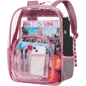 UFNDC Clear Backpack for Women and Men, Heavy Duty PVC Backpacks, See Through Transparent Bookbag - Purple in Kuwait