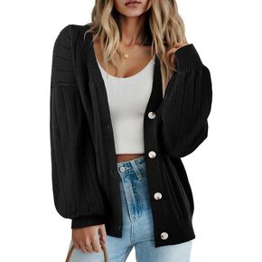 Dokotoo Womens Cardigan Sweaters 2025 Fall Casual Button Down Cuffed Long Sleeve Ribbed Knit Sweater Tops in Kuwait