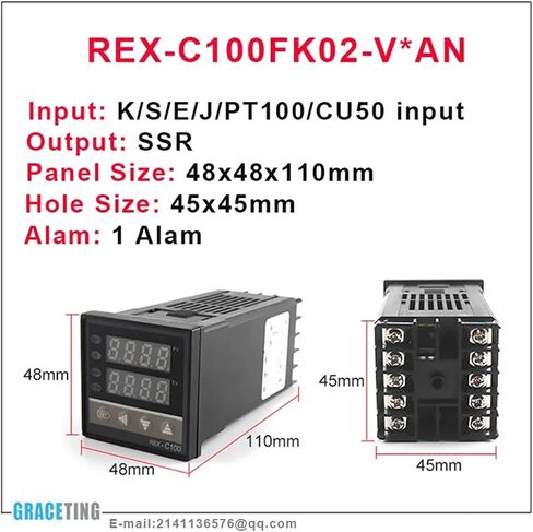 PID Digital Intelligent Temperature Controller REX-C100 Universal K/J/R/S/B/E/N/T/PT100/Cu50 Input SSR/Relay Output Thermostat(Universal-SSR Out) in Saudi Arabia