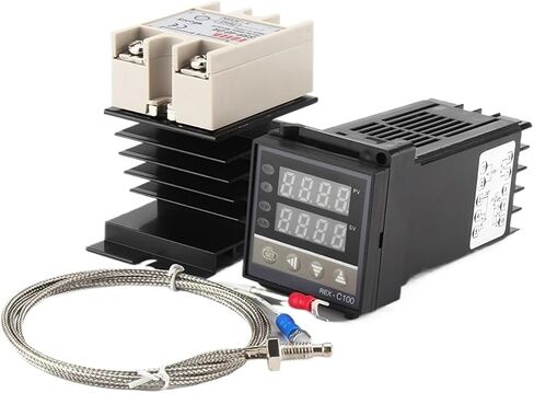 REX-C100 درجة حرارة وحدة تحكم الشاشة الرقمية PID 110V-240V+40A SSR Relay+1M K Thermocout in Saudi Arabia