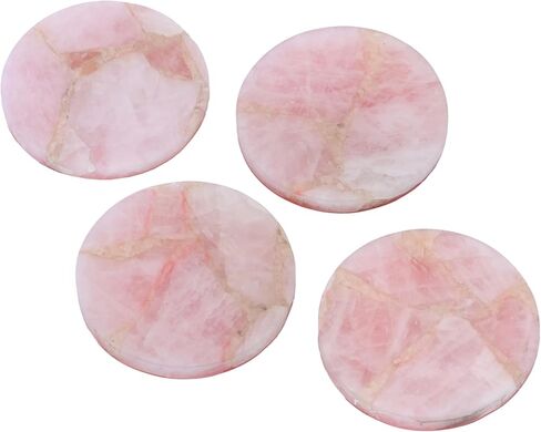 Décor Envogue Brown Marble Scalloped Coasters Set of 6 - Luxury Aesthetic Modern Drink Coasters for Coffee Table- White Scalloped Cup Coasters - Real Natural Semi Absorbent Stone Coasters in Saudi Arabia