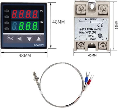 شاشة رقمية وحدة تحكم درجة الحرارة الذكية REX-C100 RELAY/SSR OUTPUT 48 * 48MM K TYPE 40A SSR THERMOCOUPLE PROBE (K RELAY) in Kuwait