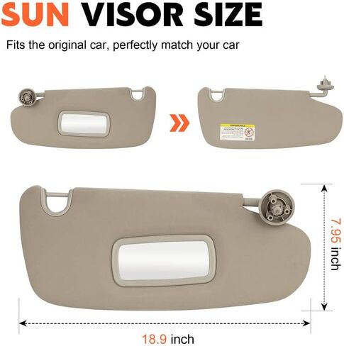 Beige Driver Left + Passenger Side Sin Sun Visor بديل متوافق مع 2002-2009 Dodge RAM 1500 2500 3500 استبدال 1CT18TL2AA in Saudi Arabia