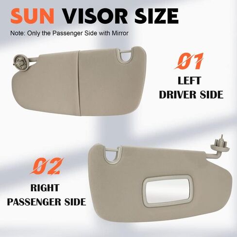 Beige Driver Left + Passenger Side Sin Sun Visor بديل متوافق مع 2002-2009 Dodge RAM 1500 2500 3500 استبدال 1CT18TL2AA in Saudi Arabia
