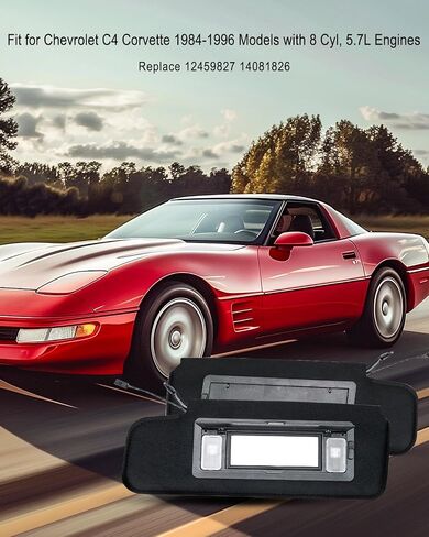 زوج من أقنعة الشمس مع مرآة الغرور وضوء LED ملاءمة لشيفروليه C4 Corvette 8 Cyl 5.7L 1984 85 86 87 88 90 91 92 93 94 95 1996 ، استبدل 12459827 14081826 SDAY SIDE SIDE in Saudi Arabia