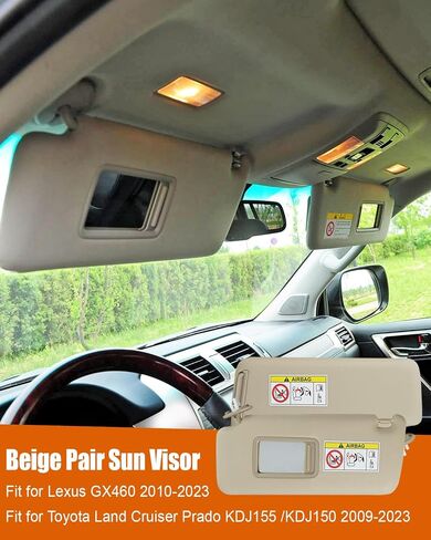زوج من Sun Visor Beige Left & Right Fit لـ Lexus GX460 2010-2023 Toyota Land Cruiser Prado KDJ155/KDJ150 2009-2023 ، استبدل 74320-0G030-A0 74310-0G030-A0 in Saudi Arabia