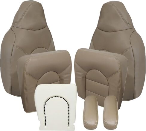 FZJDSD TAN LEATHER DRIVER & PASSENGER PRASTENGER PRESSION COVER و DRIVER SIDE SUCHION و ARMSREST COVERTING FORD F250 F350 1999 2000 in Saudi Arabia