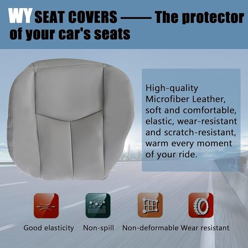 922 or 92i Pewter Gray Front Driver Side Bottom Replacement Microfiber Leather Seat Covers Compatible with Chevy Tahoe Suburban Silverado Avalanche Sierra Yukon 2003 2004 2005 2006 in Saudi Arabia