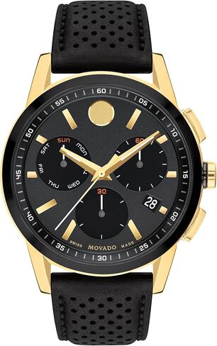 Movado Museum Sport Sport Watch Chronograph Watch - حركة الكوارتز السويسرية ، حزام Calfskin ، مقاومة الماء 30 مترًا (3ATM) - ساعة رياضية أنيقة - هدية له - 43 ملم in Saudi Arabia