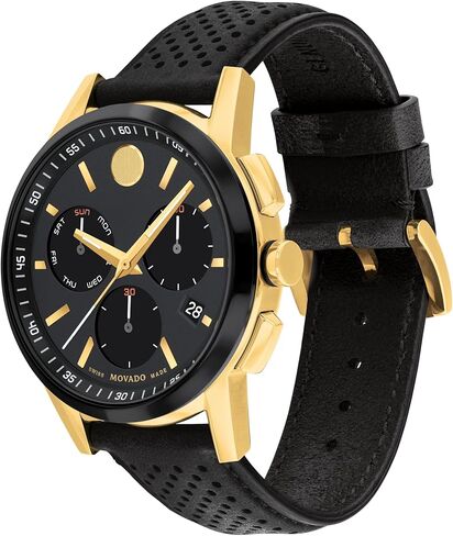 Movado Museum Sport Sport Watch Chronograph Watch - حركة الكوارتز السويسرية ، حزام Calfskin ، مقاومة الماء 30 مترًا (3ATM) - ساعة رياضية أنيقة - هدية له - 43 ملم in Saudi Arabia