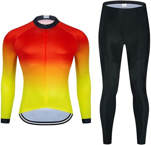 Men's Cycling Jersey Set Long Sleeve Cycling Clothing Road Bike Shirts Bicycle Jersey with 20D Gel Padded Long Pants in Kuwait