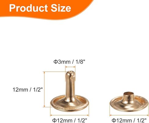 HARFINGTON 60 Sets Double Cap Leather Rivets, 10x10mm Round Cap Tubular Metal Studs Leather Crafting Rivets for Fabric Belt Pet Collar Boot Bag Repair and Decoration, Pink in Kuwait