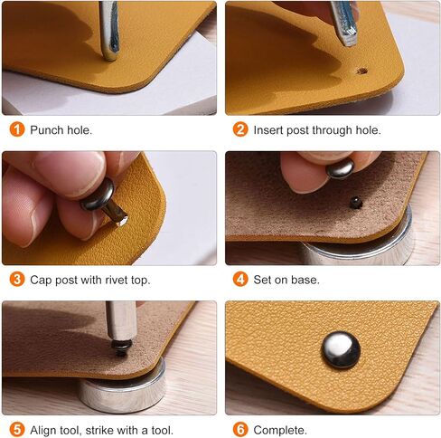 HARFINGTON 60 Sets Double Cap Leather Rivets, 10x10mm Round Cap Tubular Metal Studs Leather Crafting Rivets for Fabric Belt Pet Collar Boot Bag Repair and Decoration, Pink in Kuwait