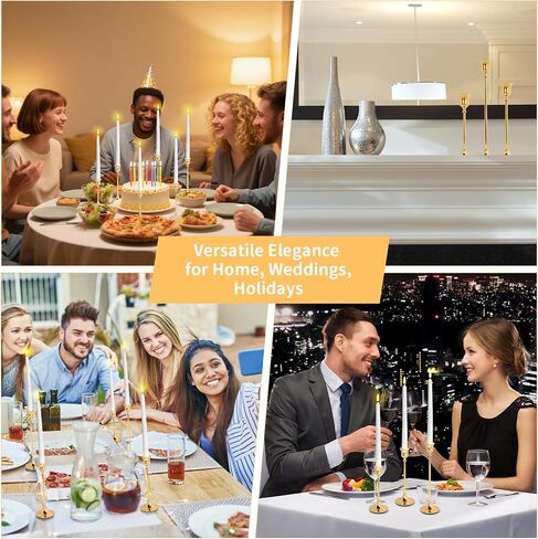 2 Sets(6 Pcs) Candlestick Holders Taper Candle Holders Brass Gold Candlestick Holder Set Vintage Modern Decorative Centerpiece for Table Mantel Wedding Housewarming Gift (Gold, 2 Set(6 pcs)) in Kuwait
