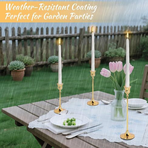 2 Sets(6 Pcs) Candlestick Holders Taper Candle Holders Brass Gold Candlestick Holder Set Vintage Modern Decorative Centerpiece for Table Mantel Wedding Housewarming Gift (Gold, 2 Set(6 pcs)) in Kuwait