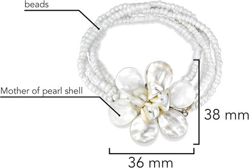 AeraVida Elegant White Ocean Flower Mother of Pearl and Bead Floral Bracelet in Saudi Arabia